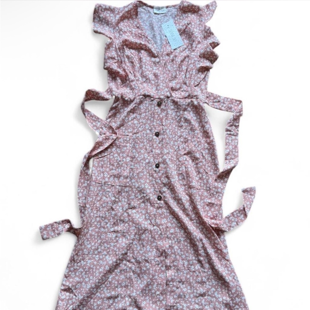 Sienna Sky Floral Midi Dress in Pink